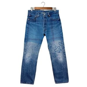 Collina Strada x Levi’s Vintage 501 Jeans Floral Medium Wash Button Fly, Size 26